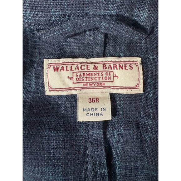 Wallace & Barnes linen blend Chore Blazer Jacket size 36 R color plaid blue - Picture 8 of 8